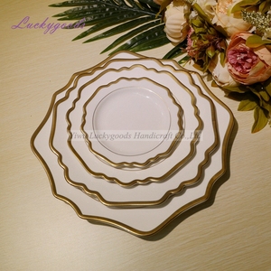 Assiettes de mariage de restaurant bon marché rondes en tournesol rime or rose blanc - Product Image 3