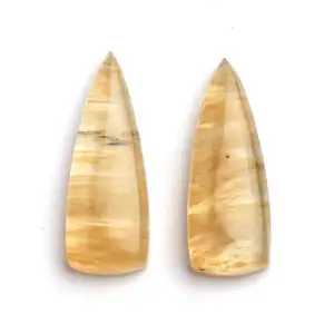 10x30mm High Polished Yellow Cherry Hydro Quartz Smooth Trillion Shape Flatback Transparent Glass Gemstone For Making Jewelry