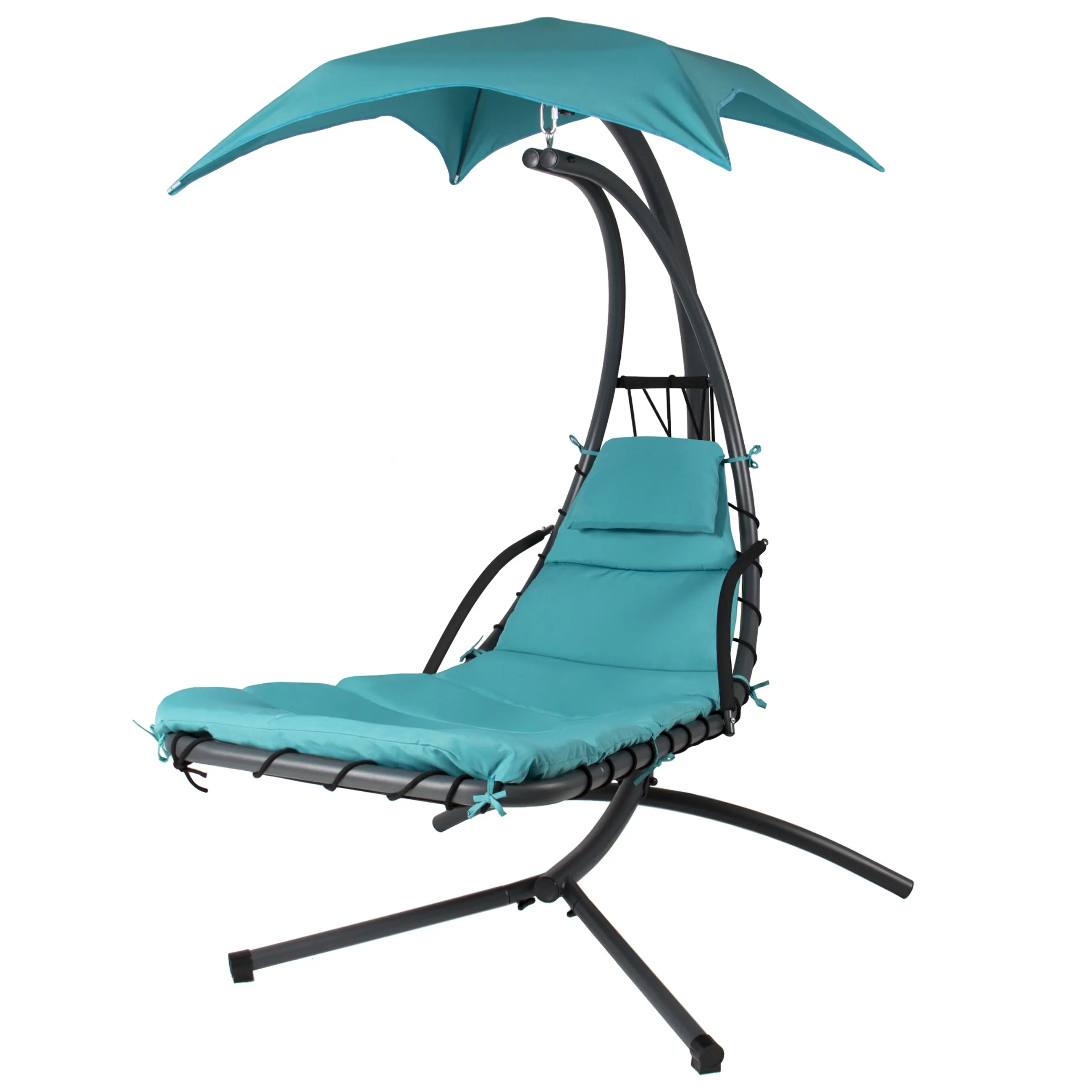 Outdoor Patio Hanging Chaise Lounger Chair Garden Porch Swing Hammock Chair with Canopy
