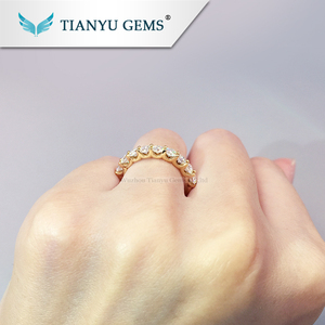 Tianyu gemas 14 K/18 k oro amarillo U anillo 9 unids 3mm redondo Corazón y flecha corte moissanite anillo de compromiso - Product Image 6