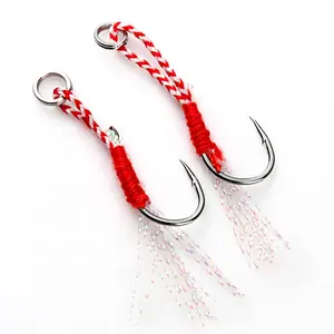 2 pz/lotto Ami Da Pesca Pesce di Mare Assist Hook Ami Da Pesca Jig Lento Piuma per la Pesca Attirare