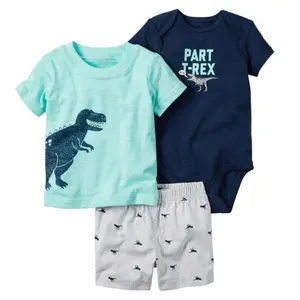 3 Pieces Set Hot Selling Cute Pattern Shirt Pant Baby Clothes Wholesale Price