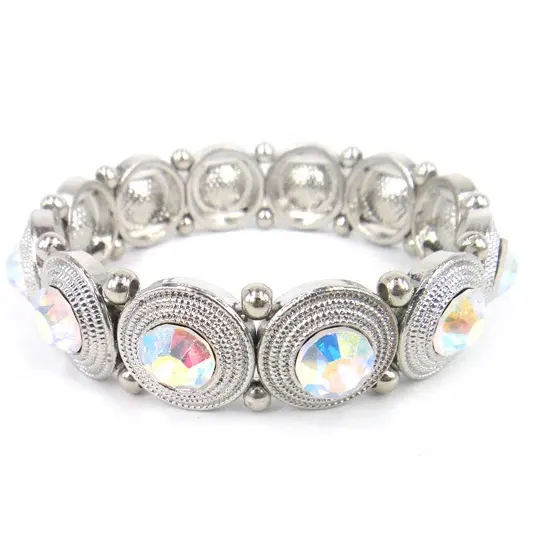 Fashion Women Energy Metal Multicolor Elastic Crystal Bracelet Alloy Colorful Stretch Rhinestone Bracelet Bangle