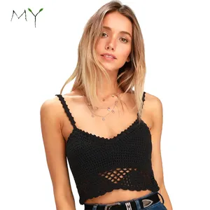 Top Corto Negro de <span class=keywords><strong>Crochet</strong></span> Estilo Bohemio Sexy - Product Image 1