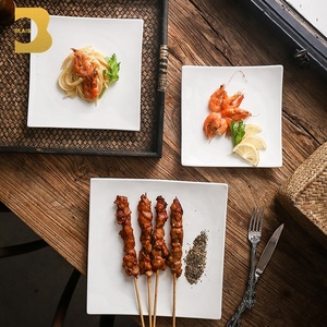 10 Inch High End Restaurant Dining Plate Ceramic Edge Curl up White Wholesale <strong>square</strong> Bone China Ceramic <strong>Dinner</strong> Plate <strong>Sets</strong> - Product Image 4