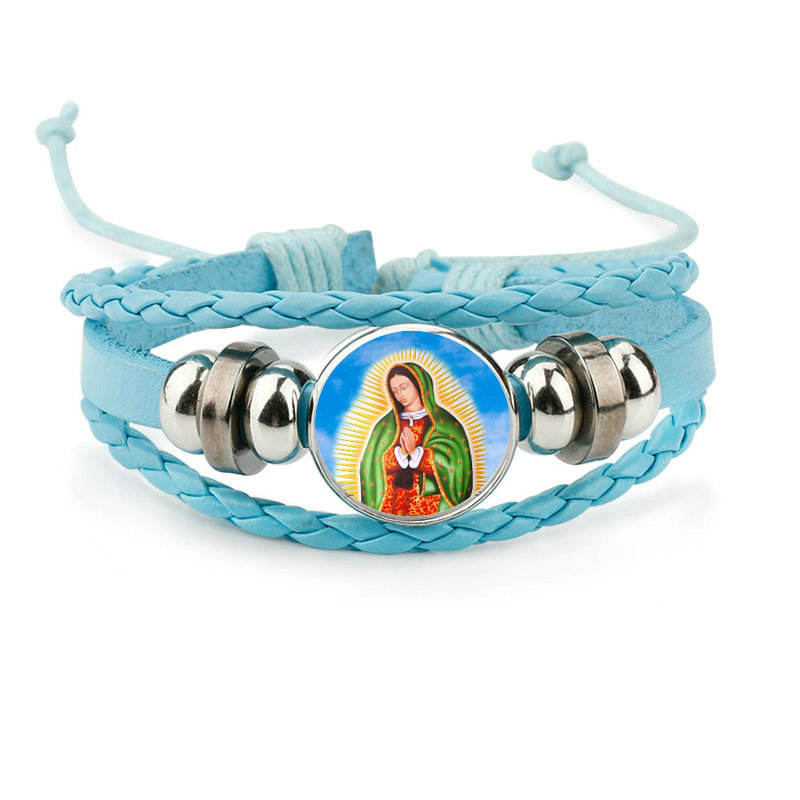 Custom Virgin Mary Charm Bracelet with Cross Christian Jewelry, OEM
