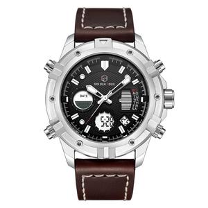 Reloj Deportivo GOLDENHOUR GH111, Bajo MOQ, Reloj de Pulsera Chino con Correa de Cuero PU, Fecha, Semana, Múltiples Zonas Horarias, para Hombre - Product Image 4