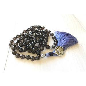 Meditación de Yoga Estilo de vida de cuarzo ahumado Natural collar de piedras 8mm mala 108 cuentas anudada a mano de la joyería de la pulsera - Product Image 2