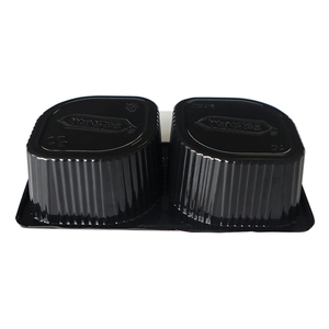 Bán buôn giá tốt hai ngăn dùng một lần hình chữ nhật màu đen nhựa PET Cookie Snack Bánh khay bao bì <span class=keywords><strong>container</strong></span> - Product Image 6