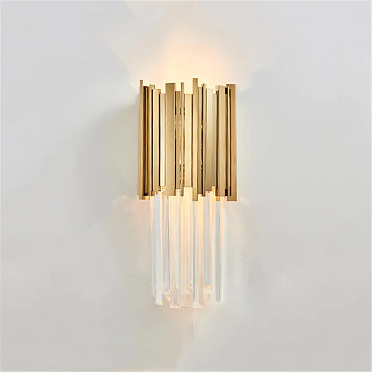 Guchen lâmpada de parede e14, moderna, transparente, dourada, acabamento inoxidável, lindo, e14