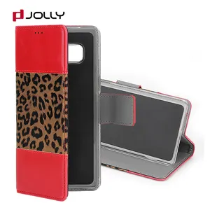 공장 in China 레오파드 (snow leopard) print style PU 셀 phone case 대 한 Galaxy 주 9 8 samsung mobile 폰