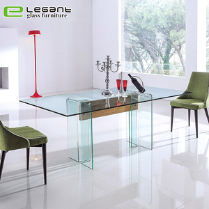 12 MM <span class=keywords><strong>Vert</strong></span> Flexion <span class=keywords><strong>Table</strong></span> de Dîner En Verre Trempé Avec Pieds En Alliage D'aluminium - Product Image 2