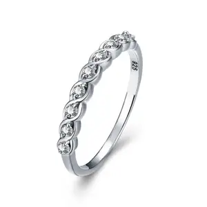 925 Sterling Silber Frauen Weiß Gold Cz Hochzeit Ring