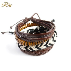Promoción personalizado hecho a mano tejido de cuero multicapa de conjuntos de pulsera - Product Image 1