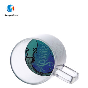 Clear Constellation eggshell <span class=keywords><strong>egg</strong></span>'s juice glass cup milk squarewave glass with handle - Product Image 1