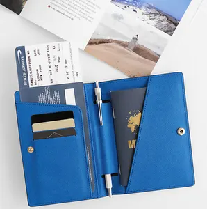 Yüksek Kaliteli Deri Çift Renk Seyahat Pasaport organizatör Kısa Saffiano pasaport cüzdanı Pasaport Sahibi