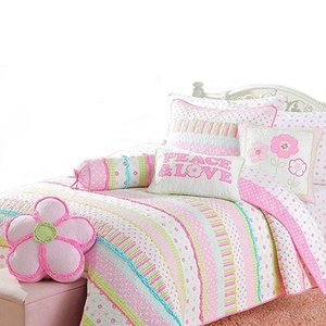 Parure de lit en coton à imprimé floral, couvre-lit réversible, couleur rose, Pastel, à rayures bleues et à pois, nouvelle mode 2020 - Product Image 1