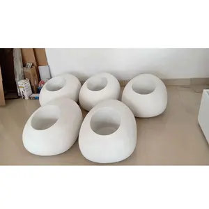 High quality fiberglass flower planter pot , decorative large white color stone flower vase