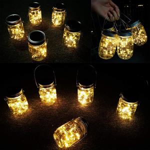 Solaire Mason Pots Lumières Lanternes Solaires <span class=keywords><strong>Suspendues</strong></span> Jardin Extérieur Lumières Blanc Chaud Lumières Table pour Patio Fête - Product Image 6