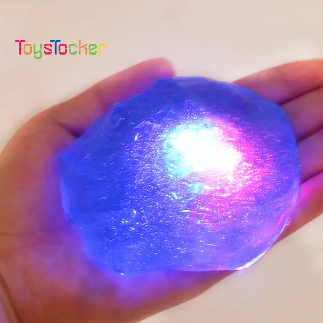 2021 गर्म चमक कीचड़ खिलौने रंगीन एलईडी प्रकाश चमक के साथ गेंडा क्रिस्टल कीचड़ कीचड़