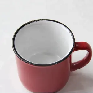 400cc Color rojo cristal logotipo etiqueta imprimible personalizado tazas de cerámica y tazas