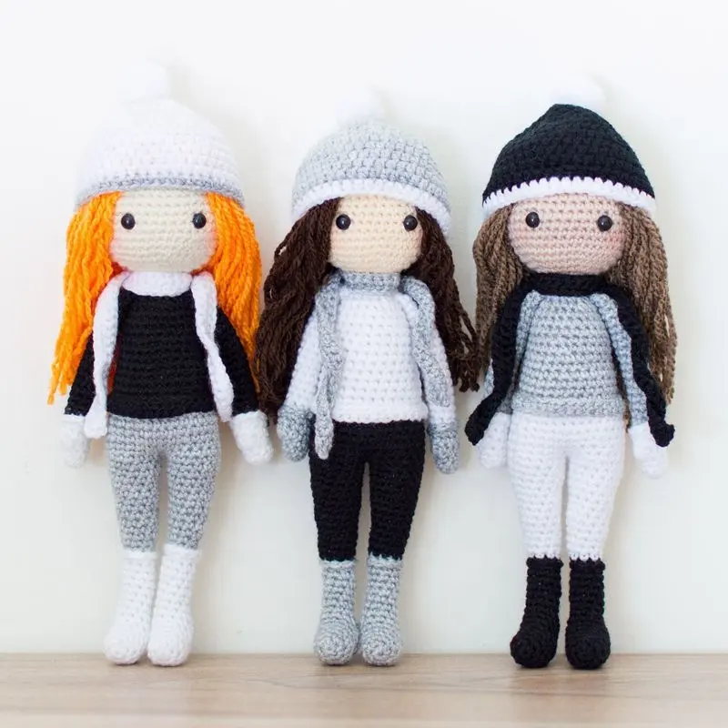 Amigurumi बच्चे बहनों गुड़िया Crochet प्यारा हस्तनिर्मित लड़की खिलौने