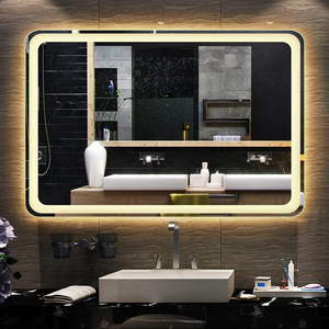 Modern lüks LED banyo aynası korkak dikdörtgen ışıklı soyunma odası oteller için gümüş ayna - Product Image 5