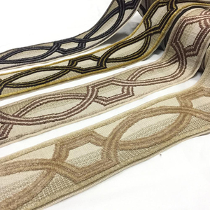 Tela de Brocado Jacquard de Poliéster y Viscosa, Ribete de Encaje para Tapicería y Cortinas - Product Image 3