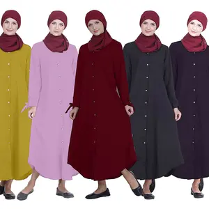 工厂批发时尚土耳其 Abaya 平原马克西穆斯林女装