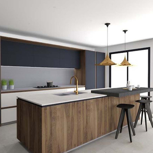 Meuble de cuisine modulaire au design moderne avec plan de travail <span class=keywords><strong>en</strong></span> marbre/laminé/résine, robinet, tiroir et panier – Mobilier de cuisine écologique - Product Image 4
