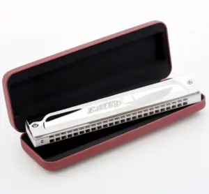 T2406S EASTTOP TREMOLO Professional Harmonica in Leather Harmonica Case Brass Silver Box ABS 24 Hole