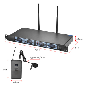 Gran oferta, sistema de micrófono de mano inalámbrico Lavalier UHF de 4 canales con pantalla LCD para <span class=keywords><strong>Karaoke</strong></span> y fiestas familiares, solapa XLR - Product Image 5