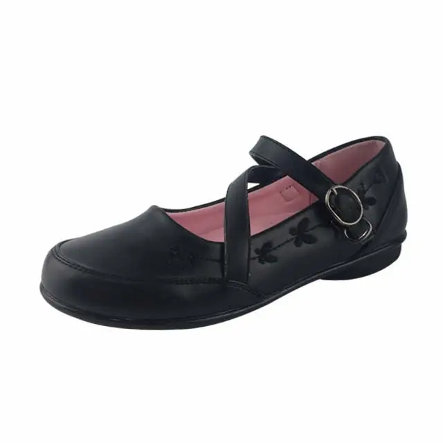 Greatshoe black leather school campus shoes for girls shoes school,flat party dress shoes girls