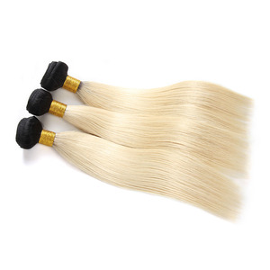 1B 613 Blonde <span class=keywords><strong>Noir</strong></span> Racines <span class=keywords><strong>Ombre</strong></span> Couleur Remy Brésilien <span class=keywords><strong>Cheveux</strong></span> Raides Armure Faisceaux Avec Pré Plumée Oreille à - Product Image 4