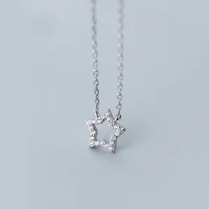 Baik Perhiasan Cubic Zirconia Star 925 Sterling Silver Kalung Wanita