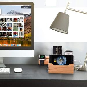 Supporto di ricarica in bambù USB 3 porte eco-friendly portatile in <span class=keywords><strong>legno</strong></span> materiale modalità di tenuta per Smart watch telefoni auricolari 5W di uscita - Product Image 6