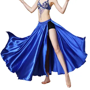 BestDance Belly Dance 2 Sides Slit Satin Skirt Tribal Jupe Flamenco Skirt Costume