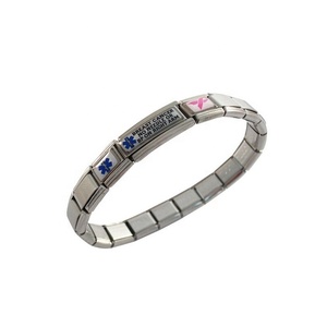 Pulsera <span class=keywords><strong>de</strong></span> Alerta Médica Ajustable <span class=keywords><strong>de</strong></span> Acero Inoxidable con Eslabones Componibles, Sin Agujas ni Presión Arterial en el <span class=keywords><strong>Brazo</strong></span> Derecho, Estilo Italiano - Product Image 3