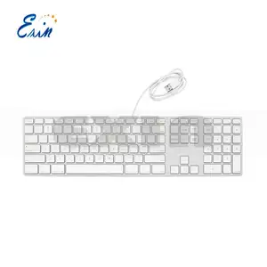 Teclado de alumínio com fio para apple, atacado para teclado com fio de alumínio a1243 com teclado numérico us/uk/fr/de/dk/sp