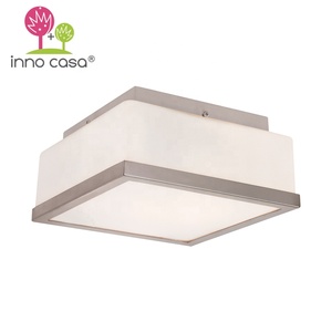 Lámpara de techo empotrada de tres luces incandescentes modernas de hierro y vidrio con acabado cromado para dormitorio - Product Image 6