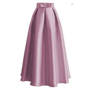 Hot Sell Princess long skirt satin fabric plain puff skirt