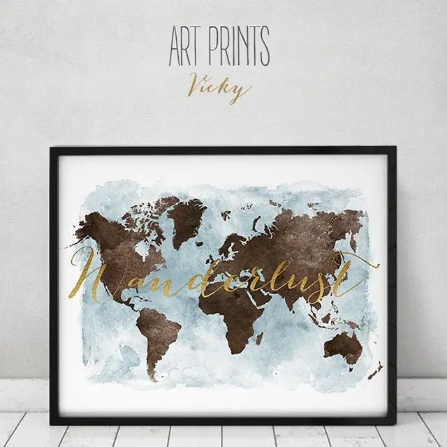 A2 Best Selling World Map Solid Wood Frame With Black Painted Wooden Frame For Canvas Poster Hanger Wall Art