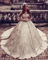 יוקרה זהב חתונת שמלות כדור שמלת כלה שמלות כבוי כתף נסיכת חתונה שמלות דובאי כלה שמלת 2021 Vestido דה noiva