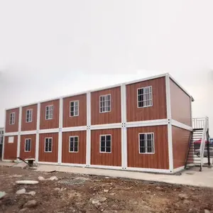 加拿大 maisons 5 卧室金属预制计划平屋顶木纹房子