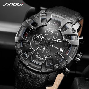 Reloj de Lujo de Marca Superior SINOBI, Diseño Creativo, Relojes Deportivos, Relojes de Cuarzo Resistentes para Hombre con Correas de Cuero S9760G - Product Image 3