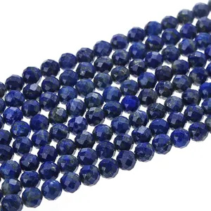 Penjualan langsung pabrik 2/4/6/8/10mm manik-manik batu permata Lapis lazuli segi untuk membuat perhiasan