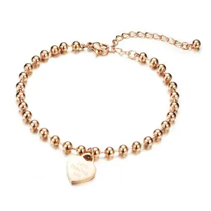 New design beach anklet bracelet set,stainless steel gold bead women bracelet