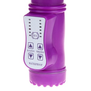 Giocattoli del sesso dello stimolatore del clitoride vaginale delle donne del vibratore del pene del Dildo di plastica del vibratore del coniglio della gelatina viola a batteria per le donne - Product Image 3