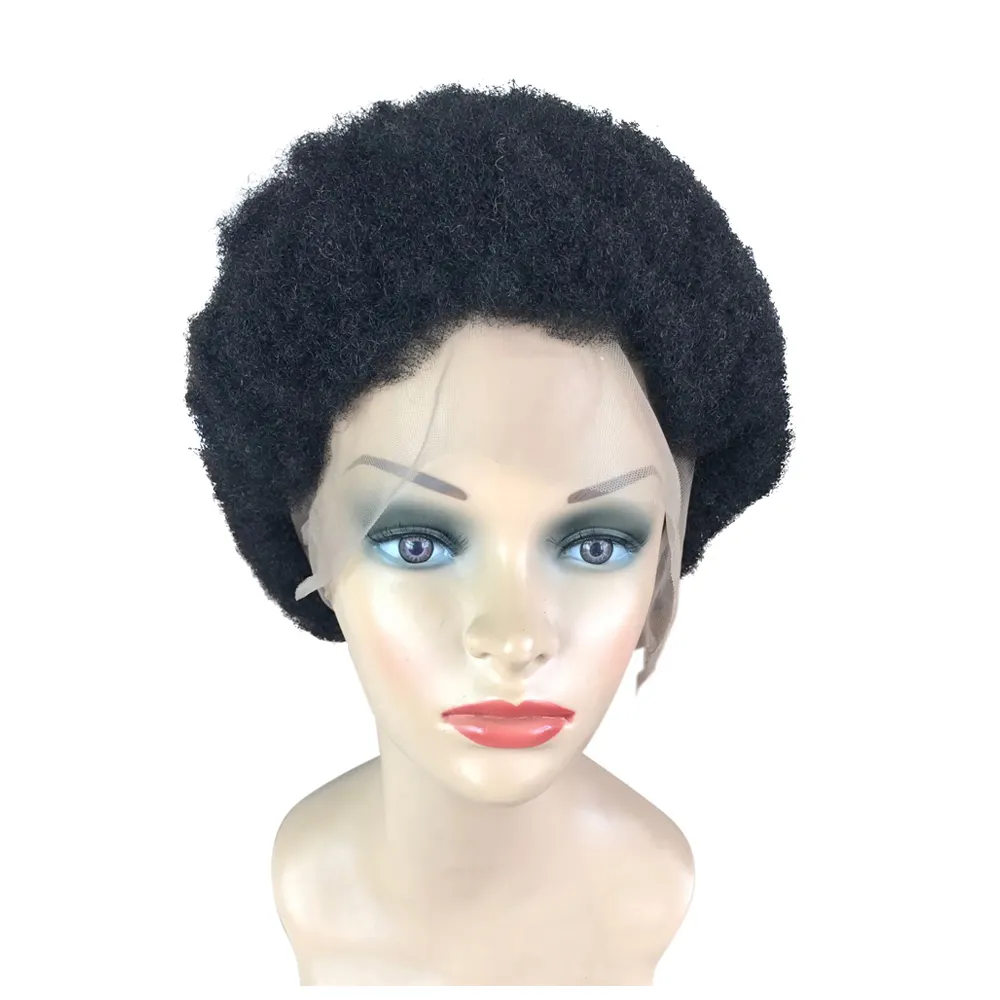 Yotdisertakan Rambut Manusia Remy Brasil Wig Renda Penuh Kinky Afro untuk Mengepang dengan Rambut Bayi