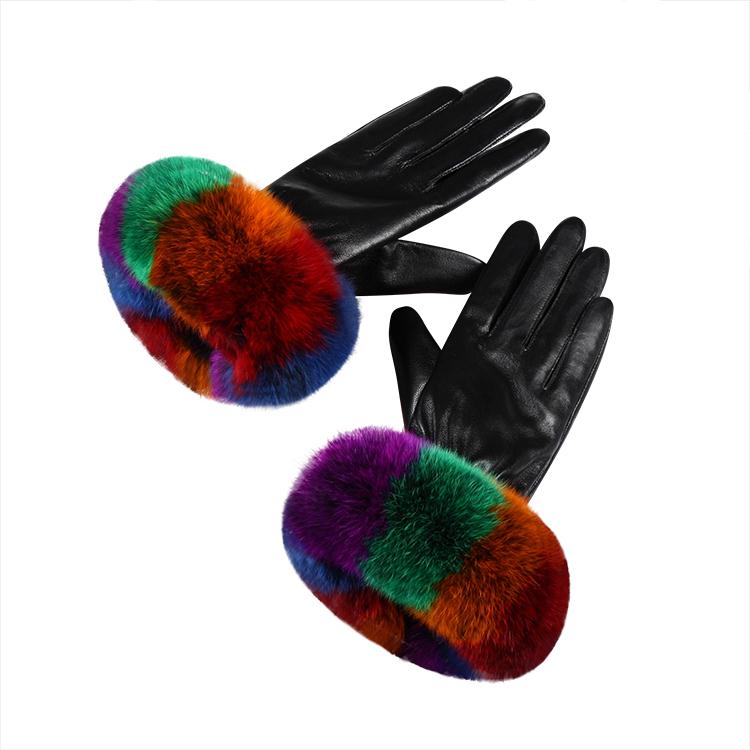 2019 Осень Зима теплые кожаные варежки из лисьего меха/женские кожаные перчатки из лисьего меха